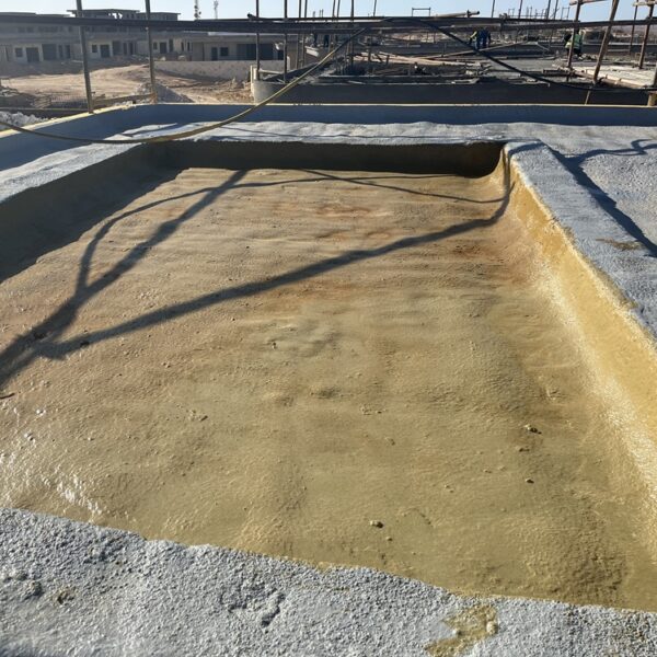 Spraying Krypton Chemical polyurea for waterproofing Ramla North Coast planters